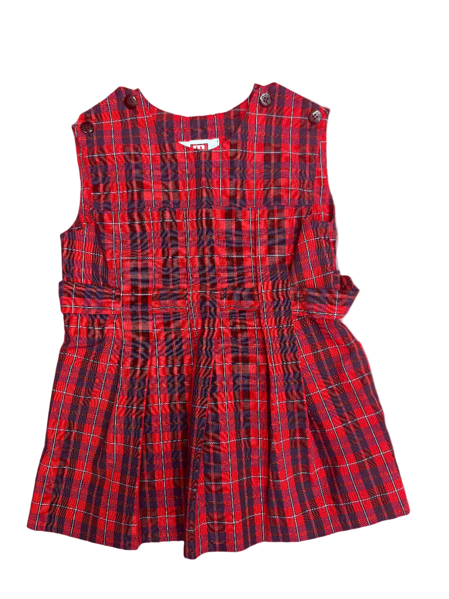 Girls Pleated Plaid Dress - USED