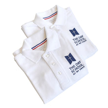 Load image into Gallery viewer, Boys’ White Long-sleeve Uniform Polo w/ School Logo
