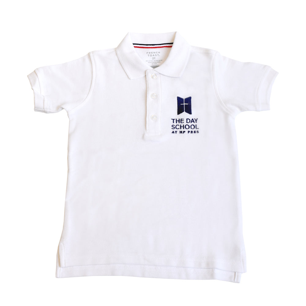 Boys’ White Short-sleeve Uniform Polo w/ School Logo